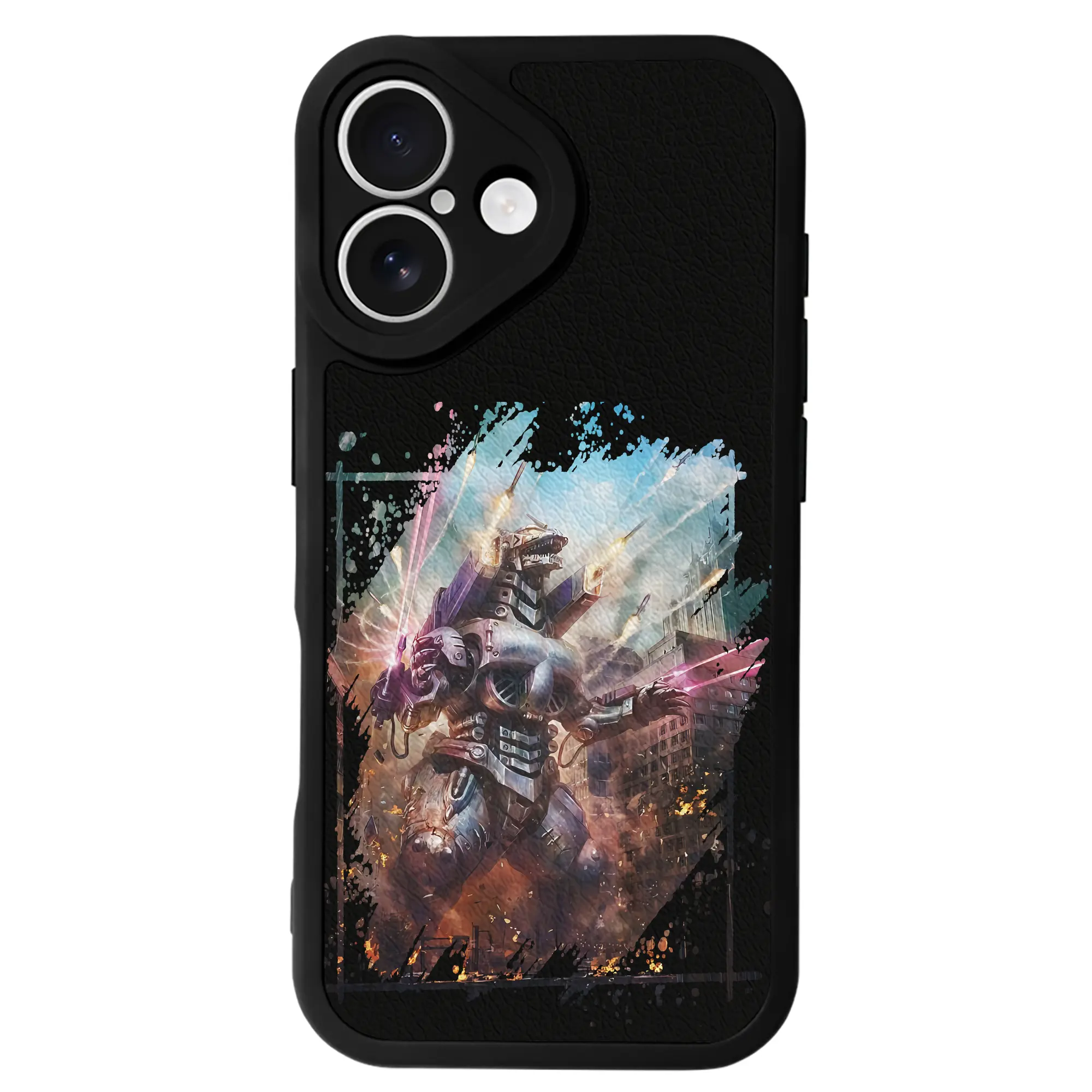 ゴジラ グッズ,メカゴジラ - IPhone 16シリーズ対応 ・ シリコンスマホケース ・ レザー調 ・ 高精度フィット ・ 耐衝撃 ・ ワイヤレス充電対応 ・ 精密カット